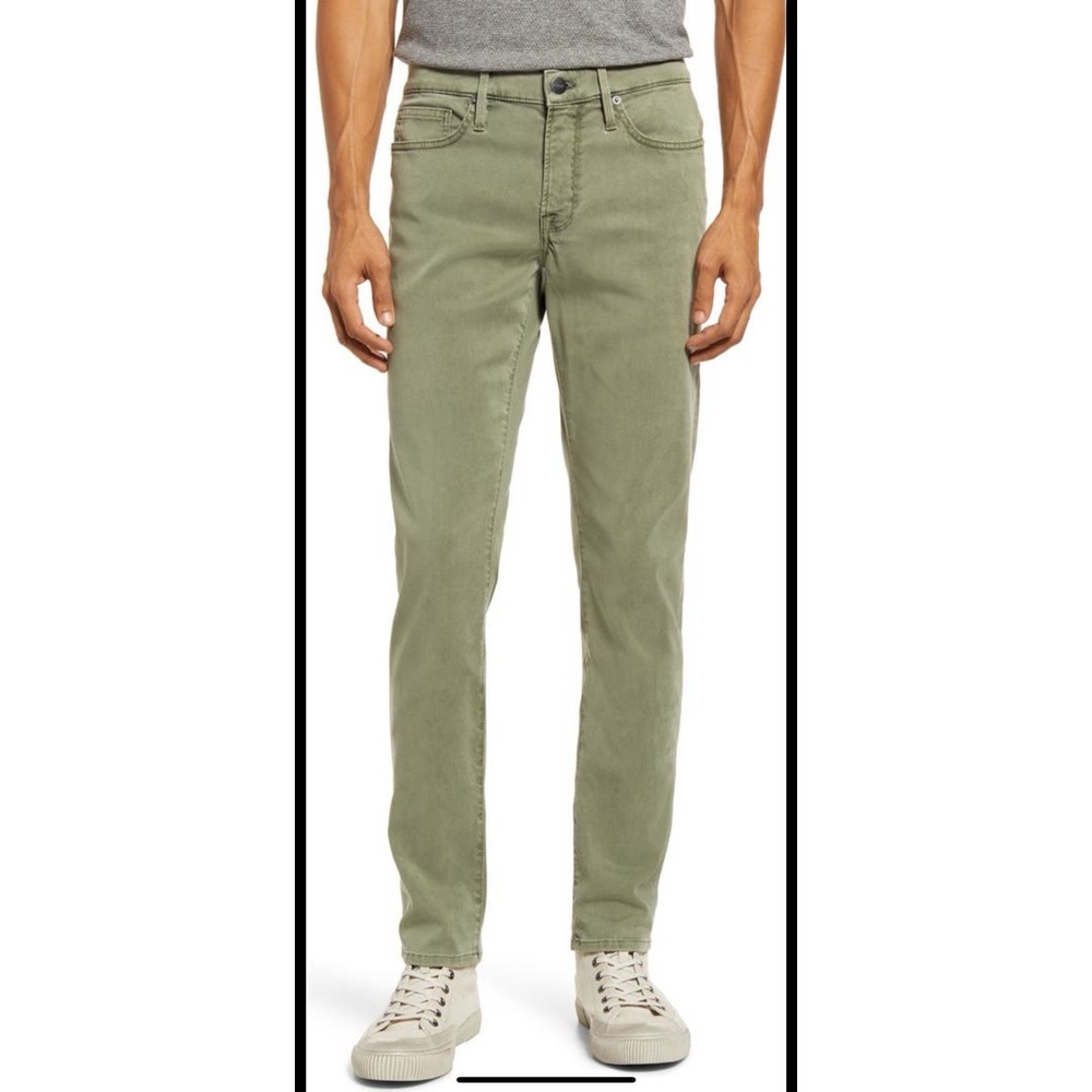 FRAME L'Homme Mens Slim Jeans 31 Washed Military‎ Green Stretch Lyocell